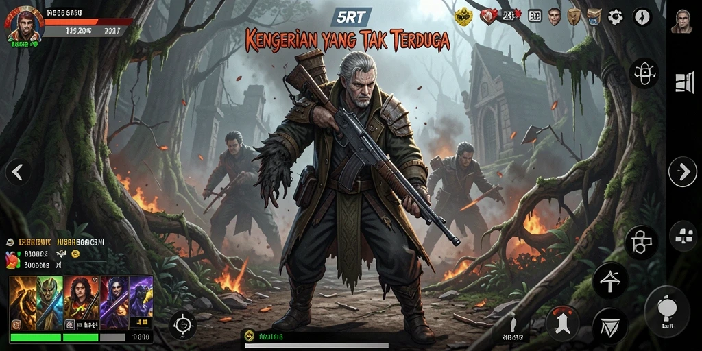 Screenshot gameplay 5RT menampilkan suasana horror yang mencekam.