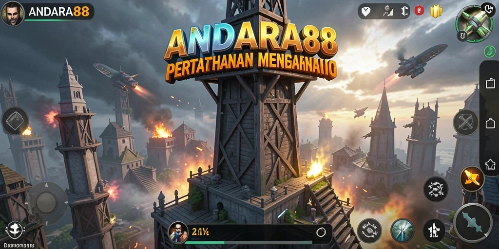 Tangkapan layar menampilkan aksi seru dalam game Tower Defense ANDARA88.