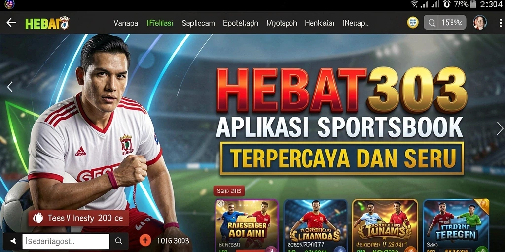 Screenshot HEBAT303 menampilkan antarmuka sportsbook yang menarik dan interaktif.