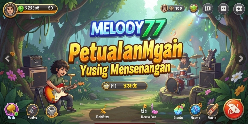 Tampilan gameplay menarik di MELODY77 menunjukkan keseruan menciptakan musik.