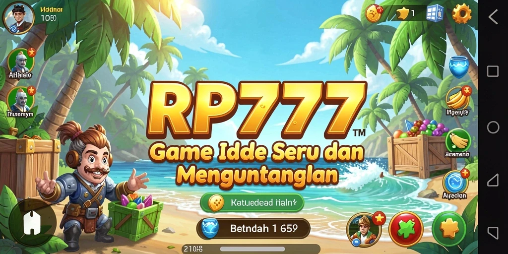 Tampilan gameplay RP777 yang mengasyikkan dengan karakter lucu.